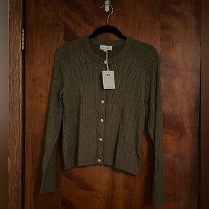 Free Assembly Olive Cable Knit Cardigan